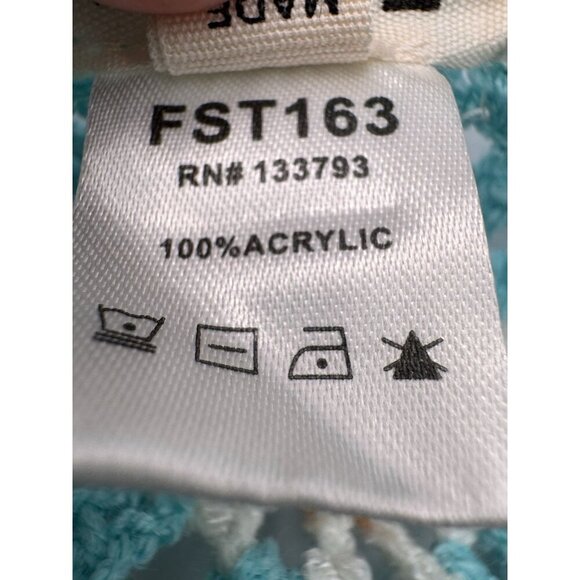 POL Strapless Crochet Top Women’s Medium Flower Bandana Aqua Blue Hippie 70s - Picture 9 of 11